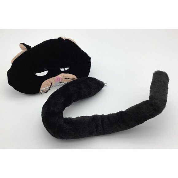 Plush Black Cat Mask with Adjustable Back Band and Faux Bendable Tail Costume - Picture 1 of 9